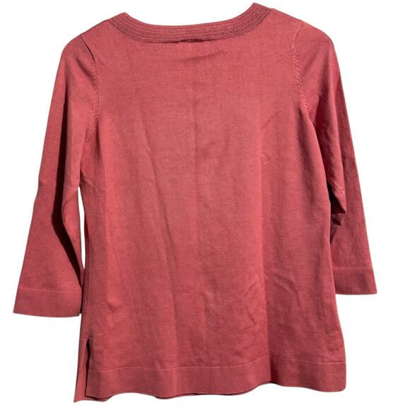 Ann Taylor Mauve Dusty Rose PInk Silk Blend Soft knit 3/4 sleeve Blouse Medium - Picture 2 of 5